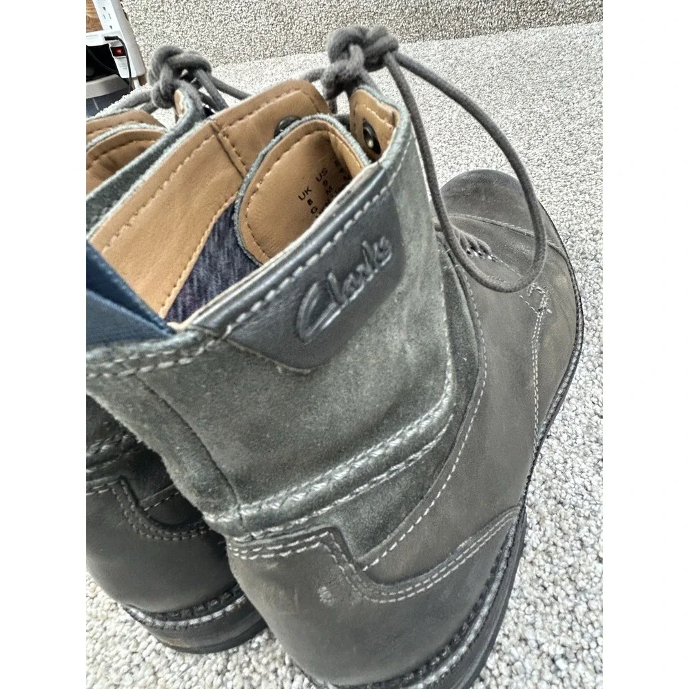 Clarks Mens Size 9M‎ Bushwick Peak Grey Leather Suede Lace up Boots